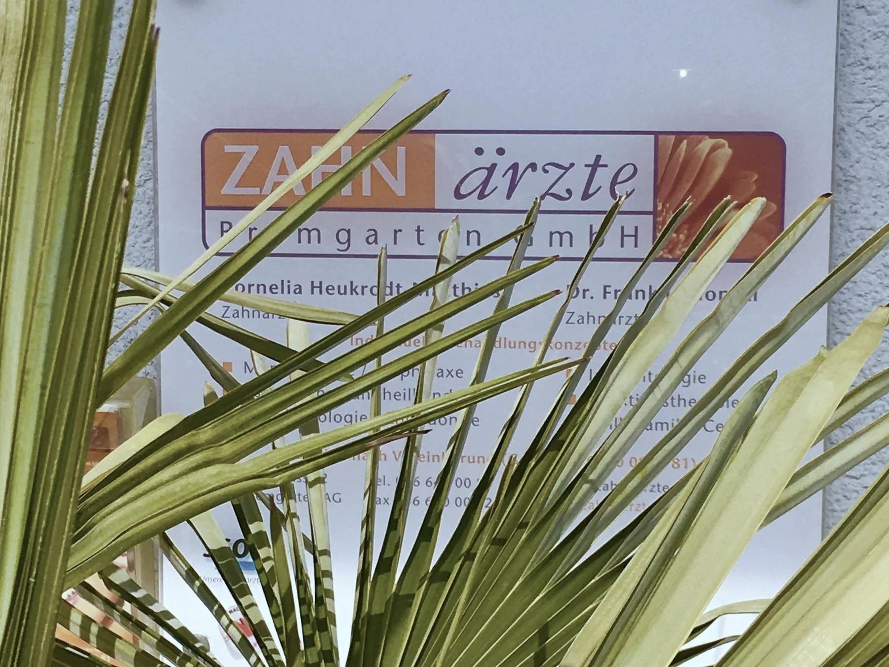 Praxisschild der Zahnärzte Bremgarten GmbH